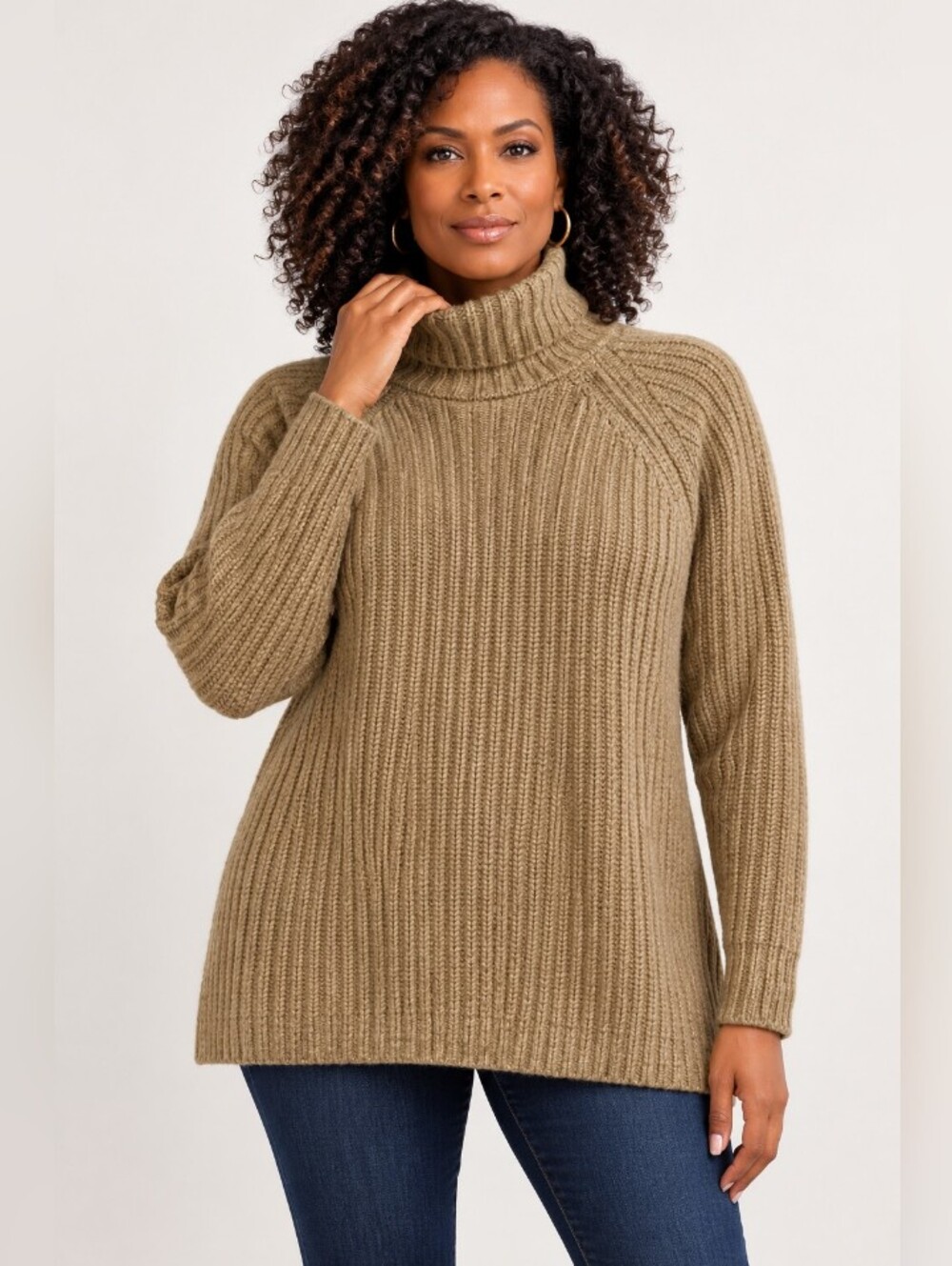 Vintage Esprit Deep Ecru Thick Turtle Neck Ribbed Sweater -SZ: M